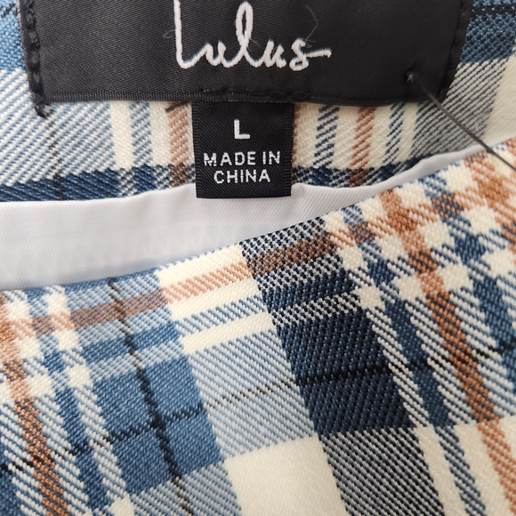 Lulu's White and Blue Mini Pencil Skirt with Slit Womens Size Large NWT - Picture 6 of 11